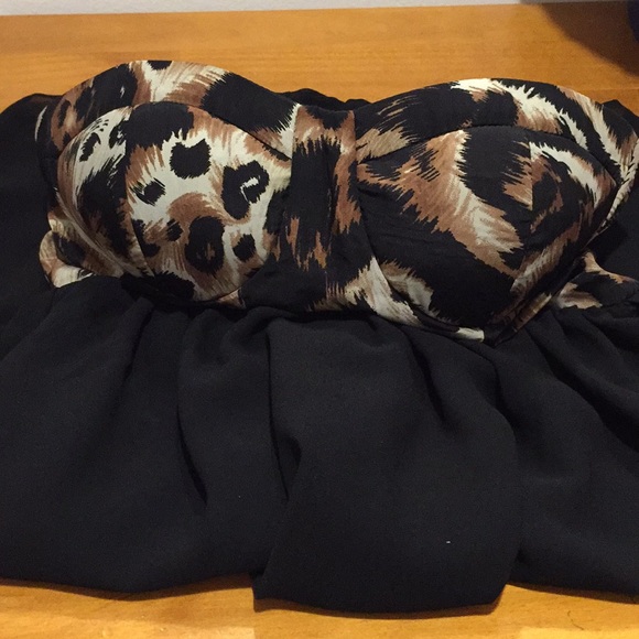 Wet Seal XS Mini halter dress Black Leopard print - Picture 4 of 8